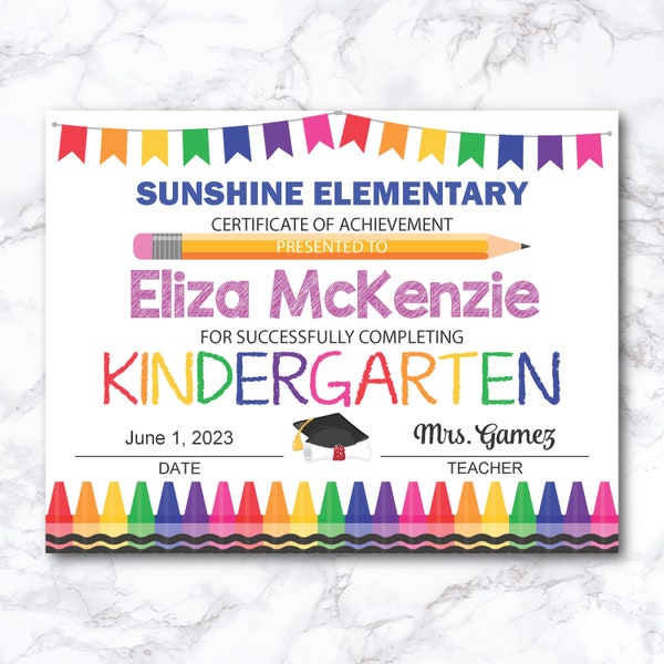 Editable Kindergarten Diploma, Kindergarten Graduation, Kindergarten Certificate, Printable Kindergarten Graduation Certificate, Achievement