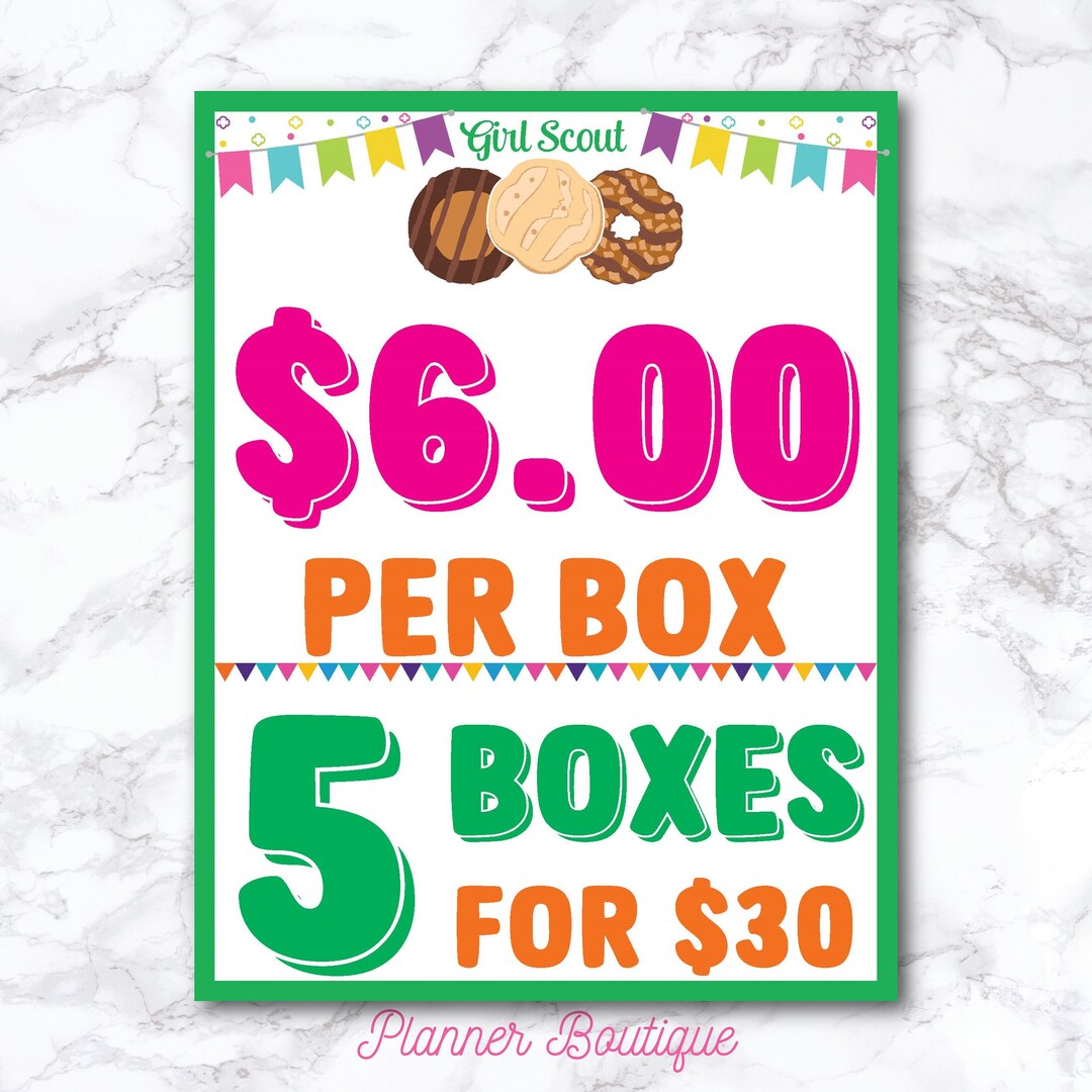 Girl Scout Cookie Price Sign Cookies Sold Here Printable Cookie Booth ...