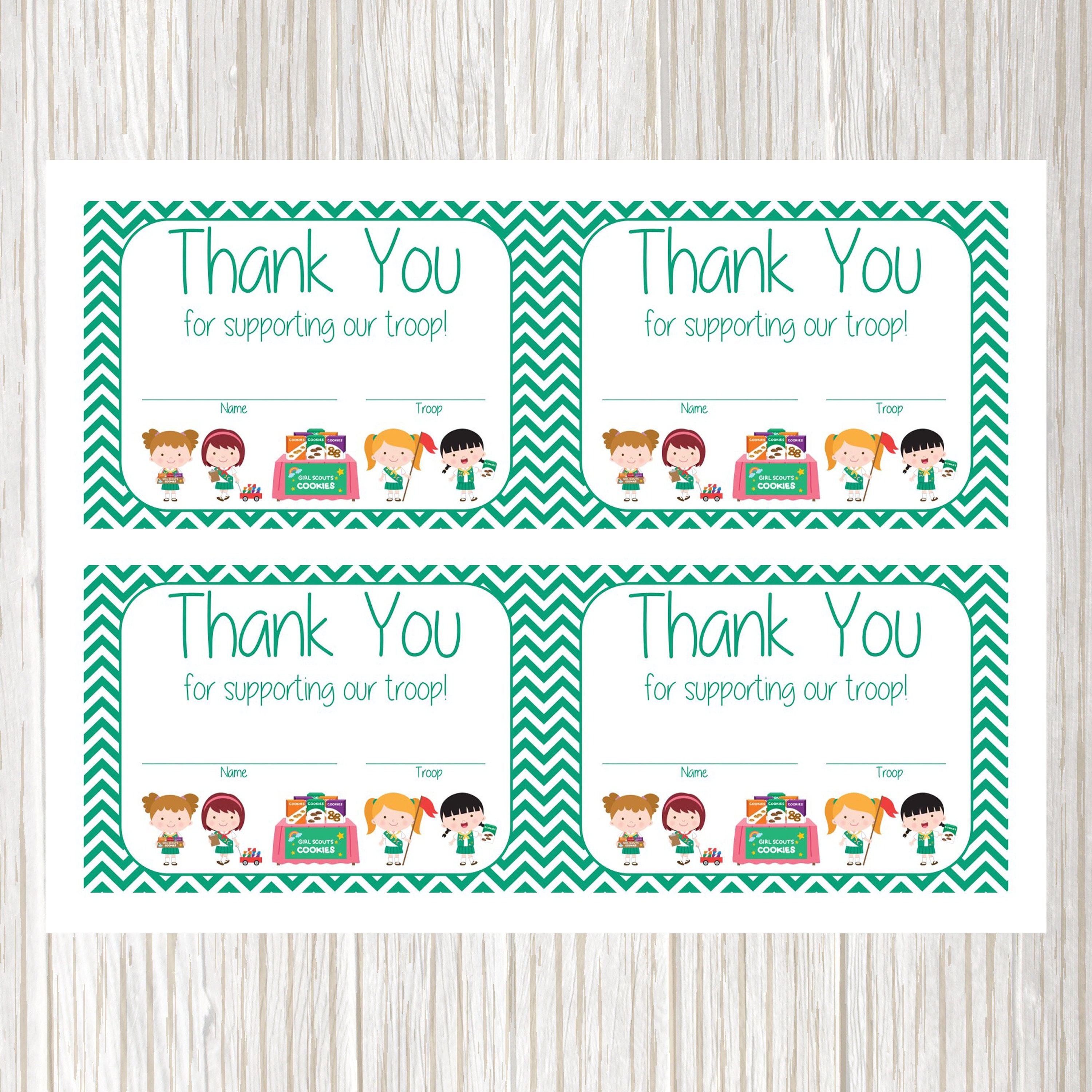 Girl Scout Cookie Thank You Notes Printable Free