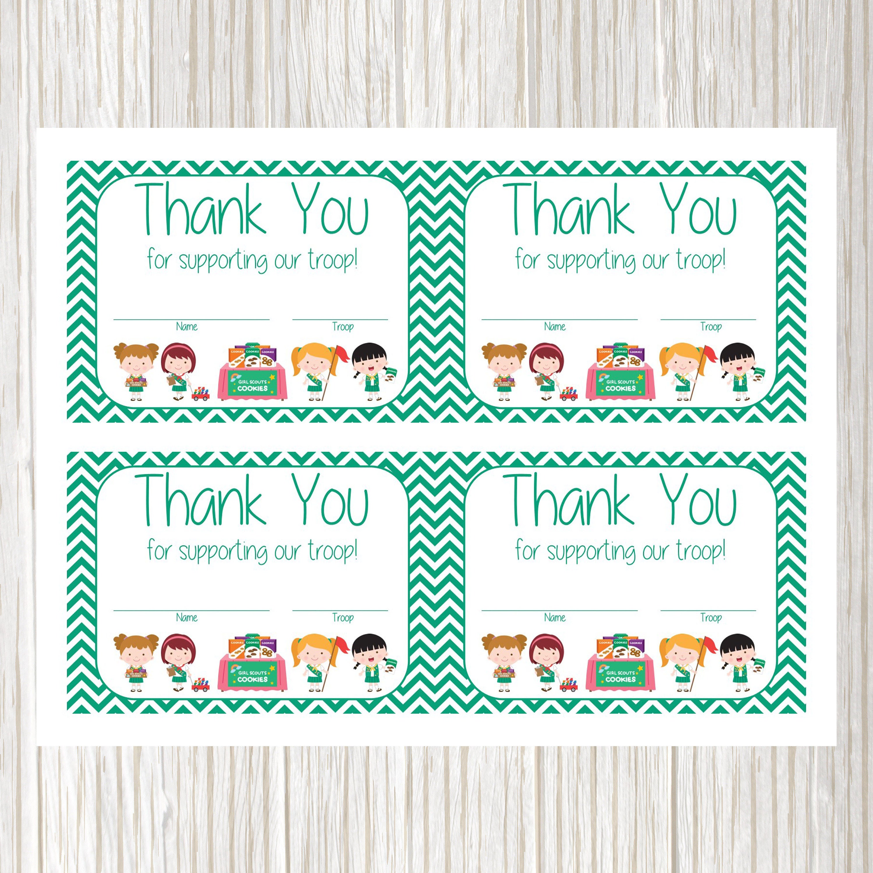 Girl Scout Cookie Sales Thank You Cards Girl Scout Thank You Etsy