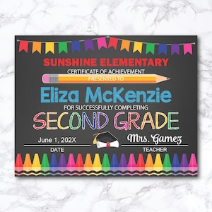 Editable Second Grade Diploma, 2nd Graduation, Second Grade Certificate, Printable 2nd Grade Graduation Certificate, Achievement