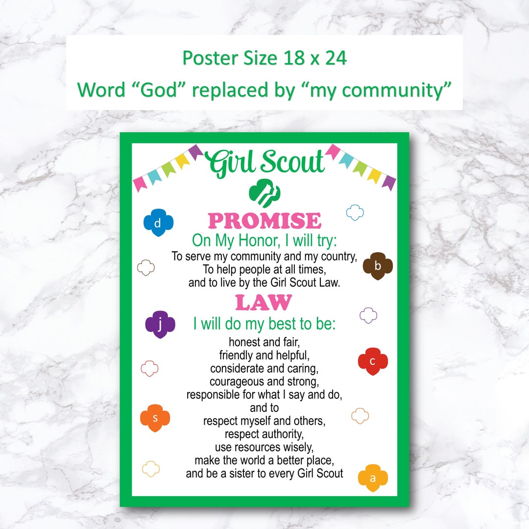Girl scout promise and law printable troop leader handout girl scout