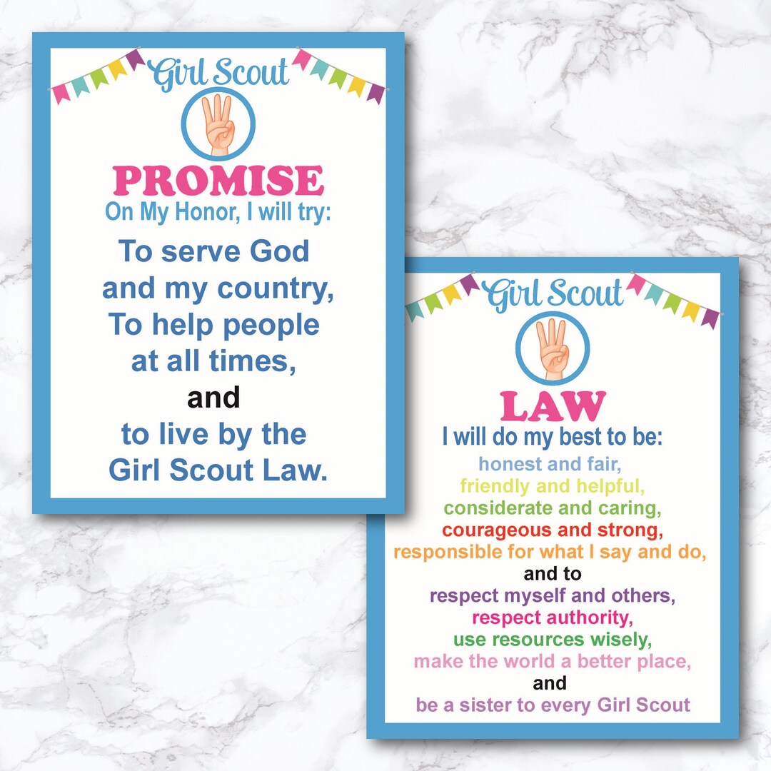 Girl Scout Promise and Law Printable Troop Leader Handout - Etsy