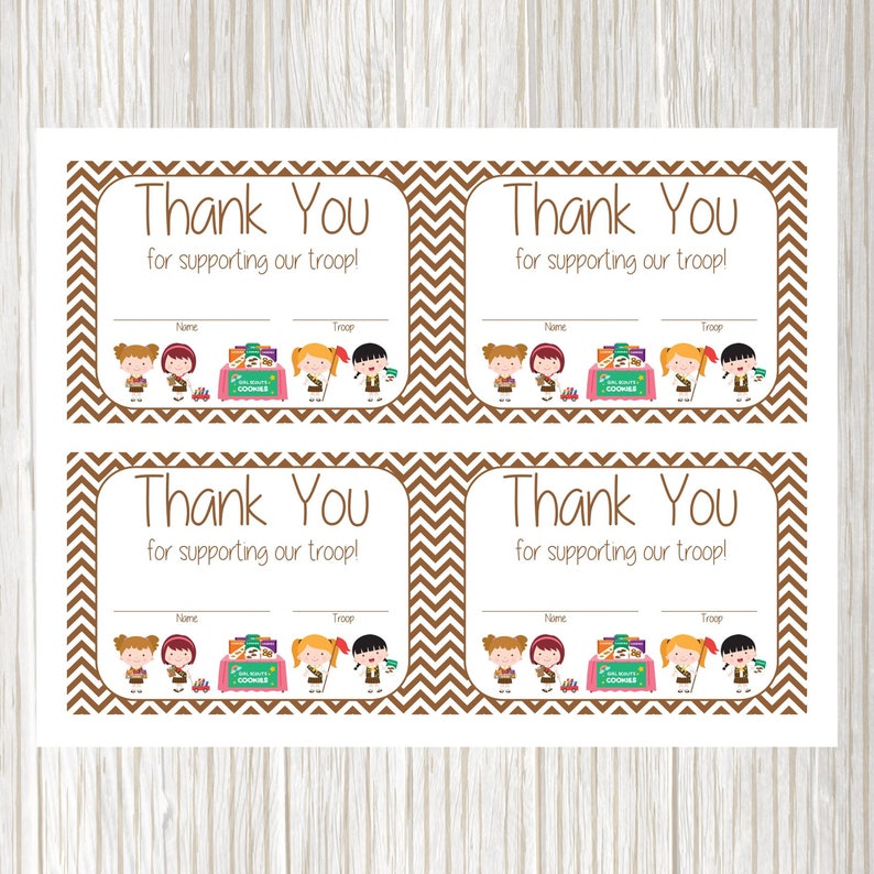 Girl Scout Cookie Sales Thank You Cards DIGITAL DOWNLOAD Thank You 