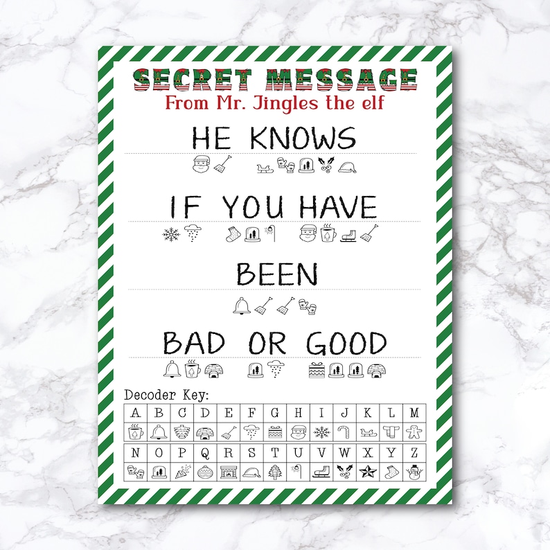 Personalized Elf Secret Message: Christmas Decoder Puzzle (instant ...