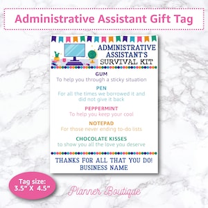 Admin Survival Kit Gift Tag: Editable Appreciation Gift (Digital Download)