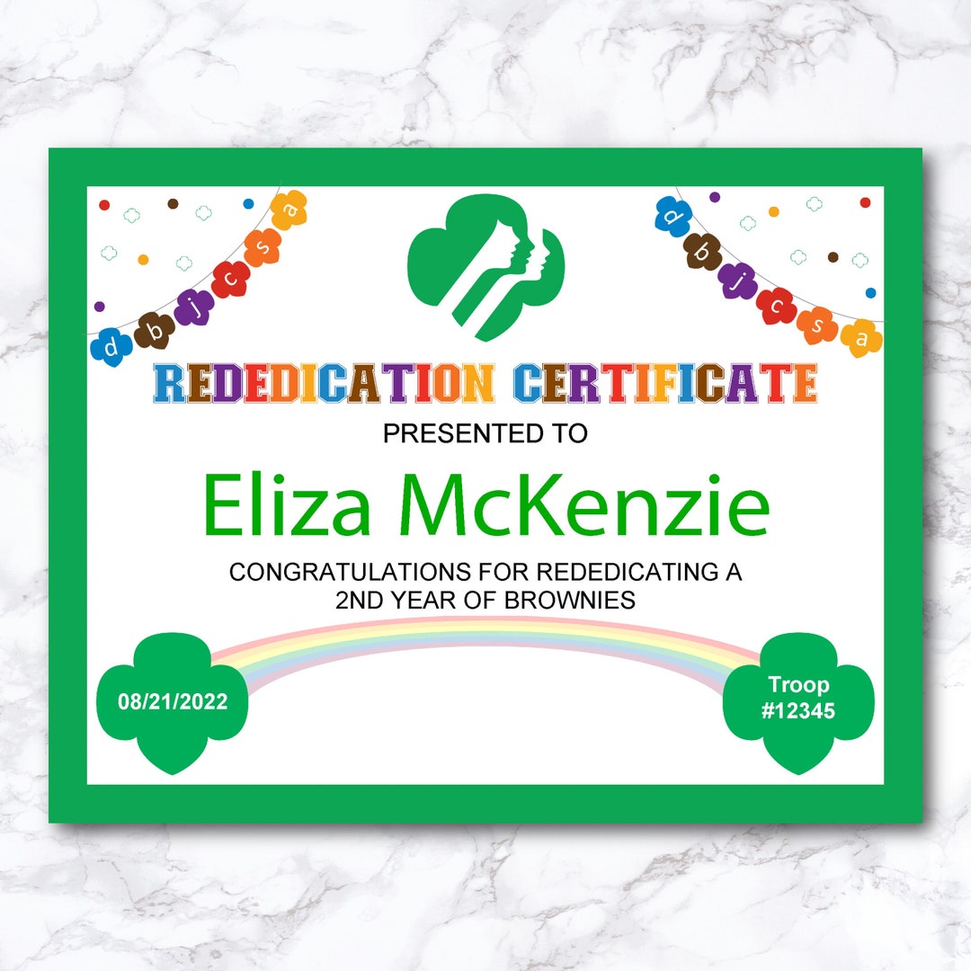 Girl Scout Rededication Investiture Certificate for ALL - Etsy
