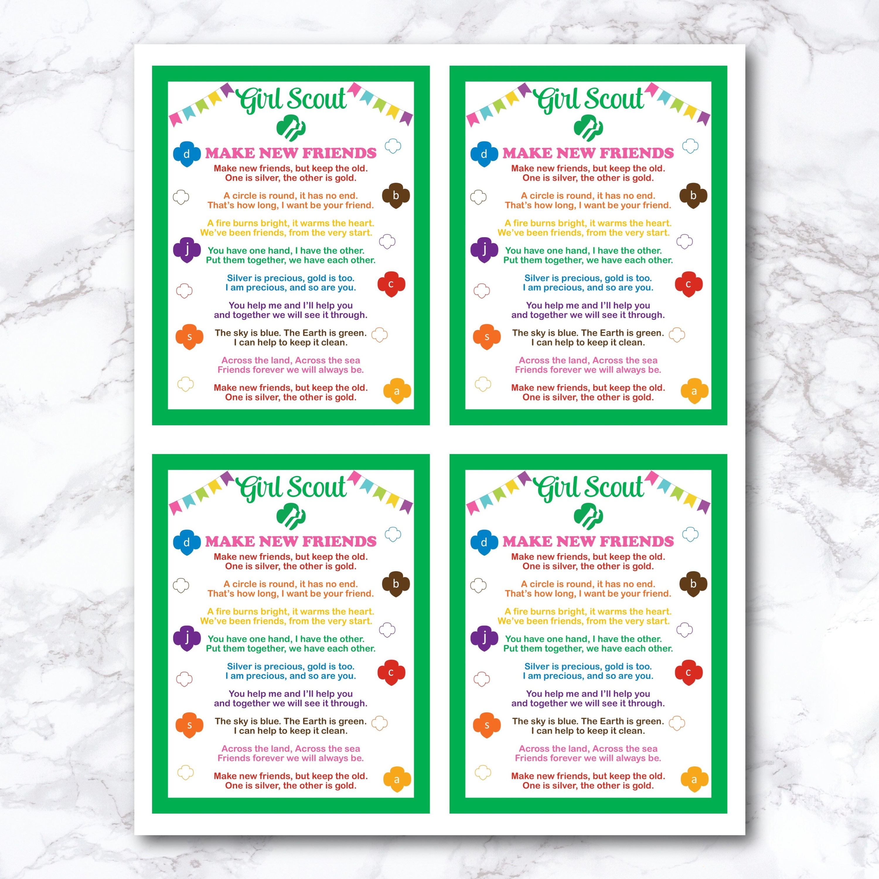 Make New Friends Girl Scout Song Lyrics Printable