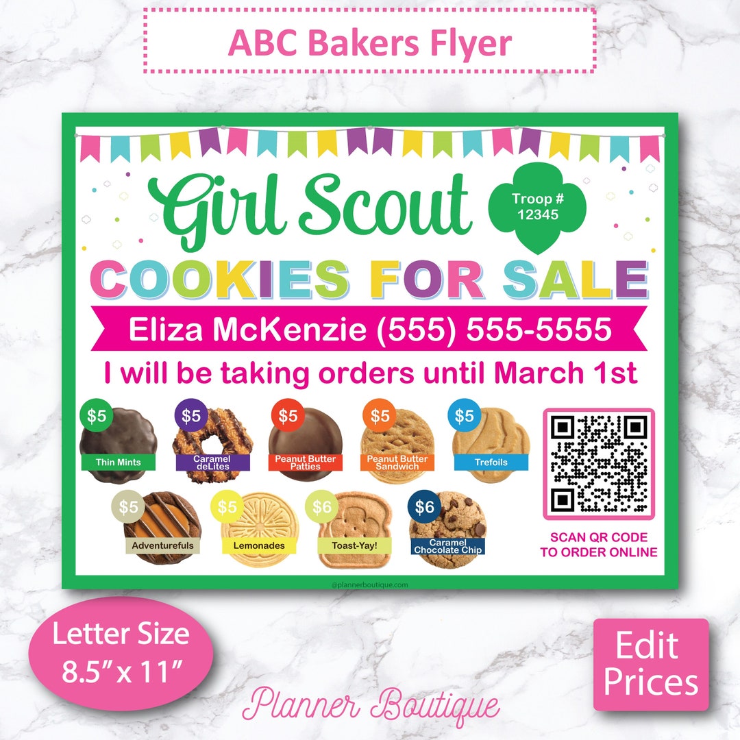 2024 ABC Cookie Girl Scout Cookie Flyer mit QR-Code, Keks zum ...