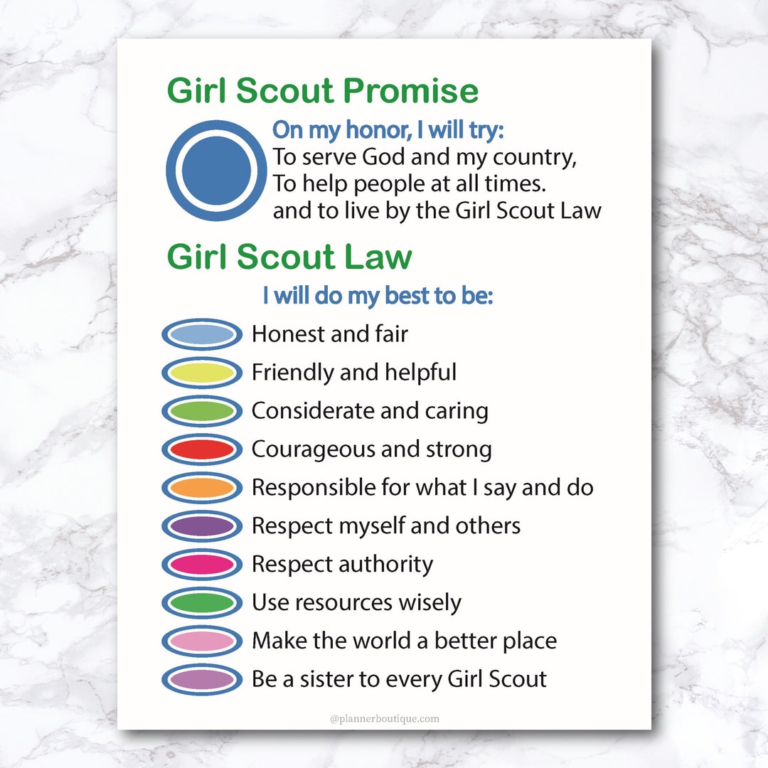 Printable Daisy Petals Girl Promise and Law Daisies Poster Sign Troop ...