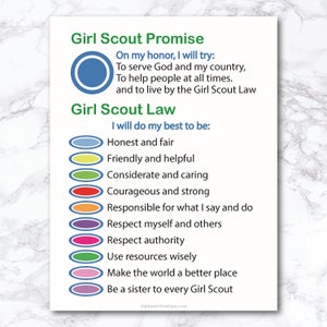 Printable Daisy Petals Girl Promise and Law Daisies Poster Sign Troop ...
