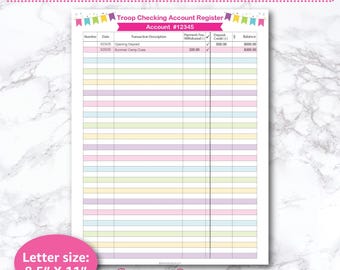 Checking Account Register (PDF Instant download)