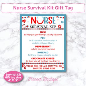 Nurse Survival Kit Gift Tag: Medical Staff Appreciation (Digital Download)