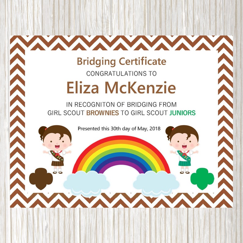 Girl Scout Bridging Certificate Template