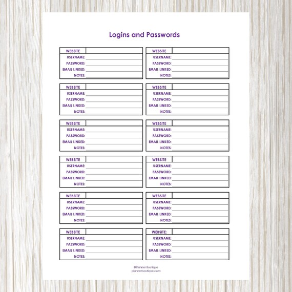 password keeper printable password keeper printable