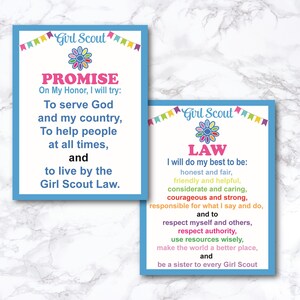 Girl Scout Promise and Law Printable, Troop Leader Handout, Girl Scout ...