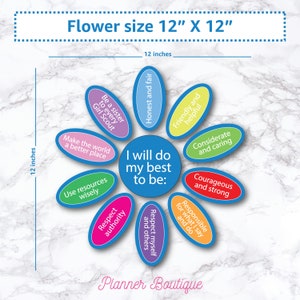 Afdrukbare Daisy Petals Poster Flower Garden bloemblaadje activiteit Girl Troop Leader bijeenkomst hand-out voor geweldige madeliefjes scouts Poster Kaper Chart