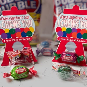 Gumball Machine Valentine Printable: &quot;I Chews You&quot; Card (Instant Download)
