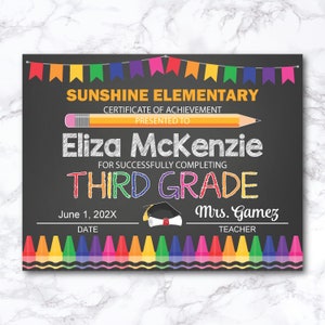 Editable Third Grade Diploma, 3rd Graduation, Third Grade Certificate, Printable 3rd Grade Graduation Certificate, Achievement