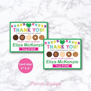 Bearbeitbare Cookie-Lieferstandsverkäufe Dankeskarte für alle Ebenen, Tag-Geschenk Scout-Cookie für den Tag des Eingangs Daisy Brownie Junior Cadette