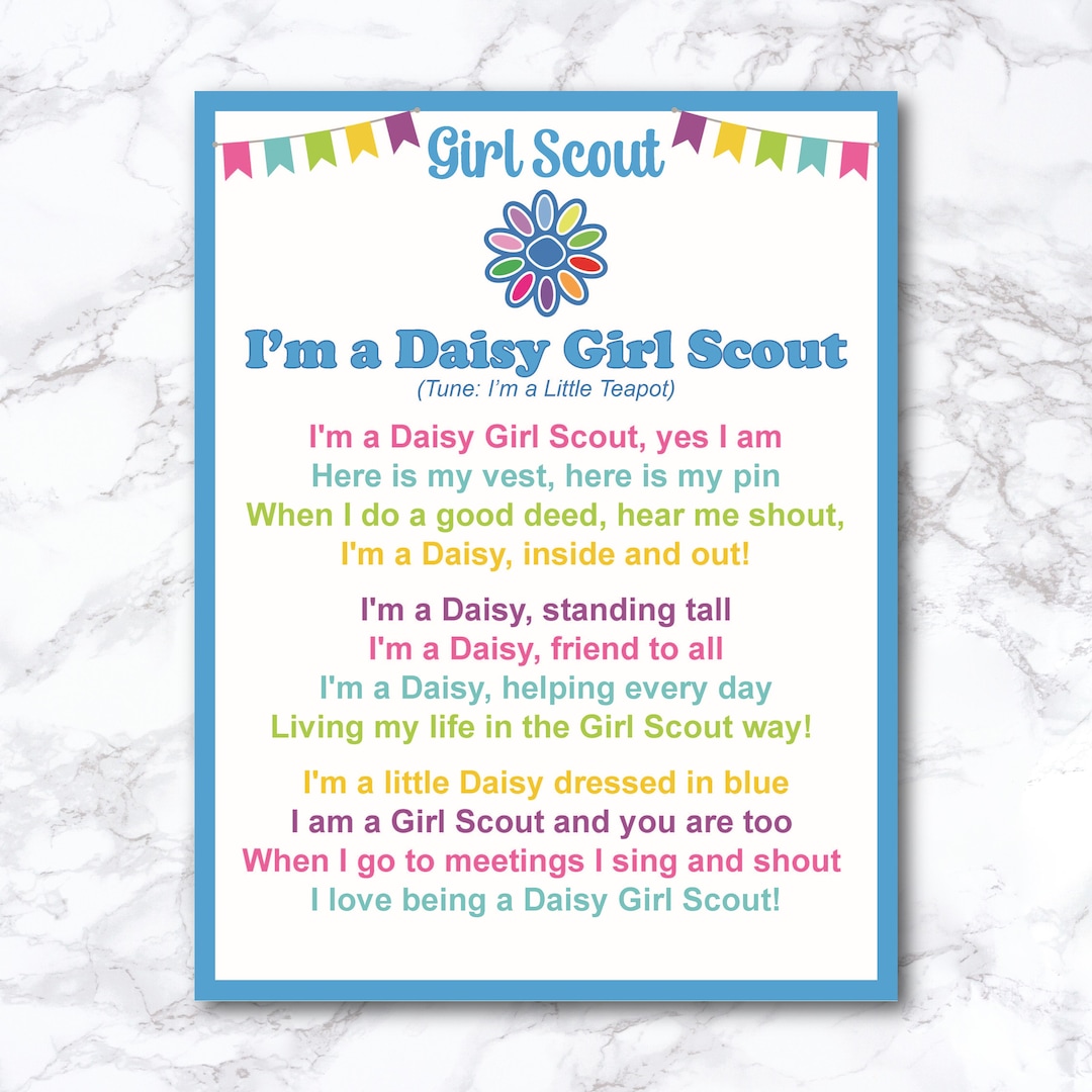 Girl Scout I'm a Daisy Girl Scout, Song Lyric Poster, Letter Size