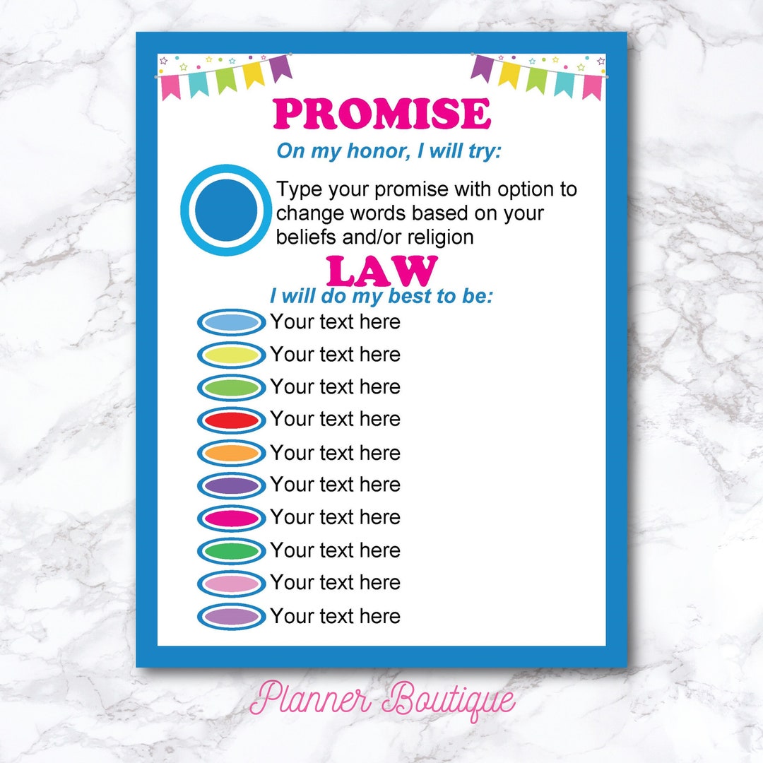Printable Daisy Petals Girl Promise and Law Daisies Poster Sign Troop ...