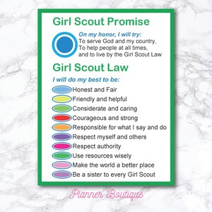 Printable Daisy Petals Girl Promise and Law Daisies Poster Sign Troop ...