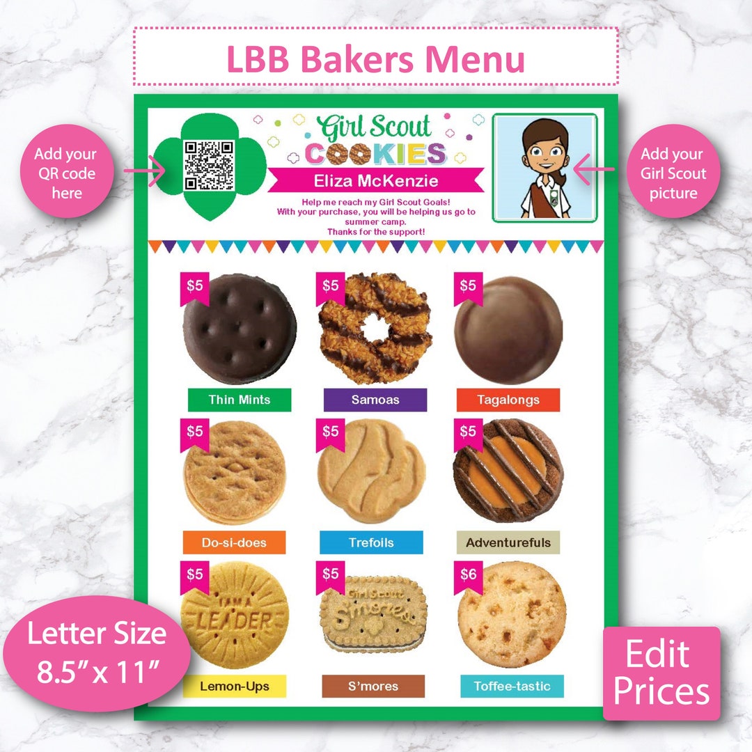 2024 LBB Cookie Girl Scout Cookie Flyer, Cookie Printable Flyer, Cookie ...