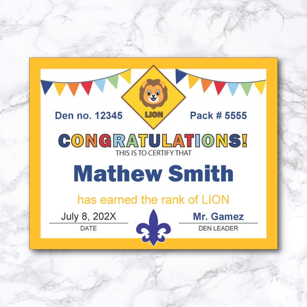 Lion Scout Award Etsy