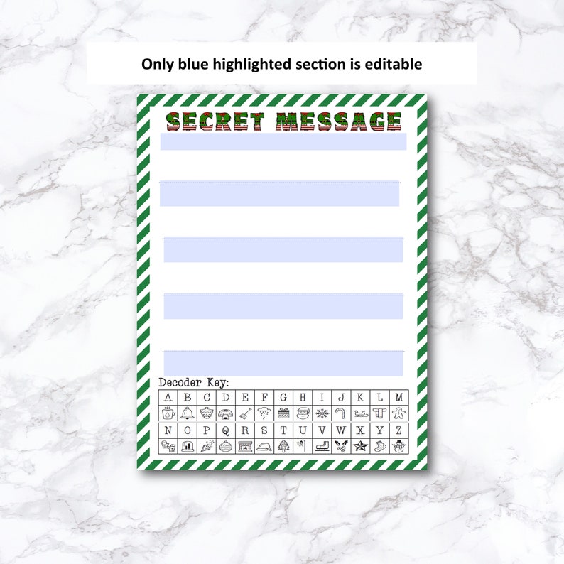 Personalized Elf Secret Message: Christmas Decoder Puzzle (instant ...