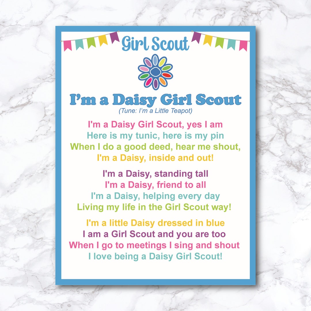 Girl Scout I'm a Daisy Girl Scout, Song Lyric Poster, Letter Size
