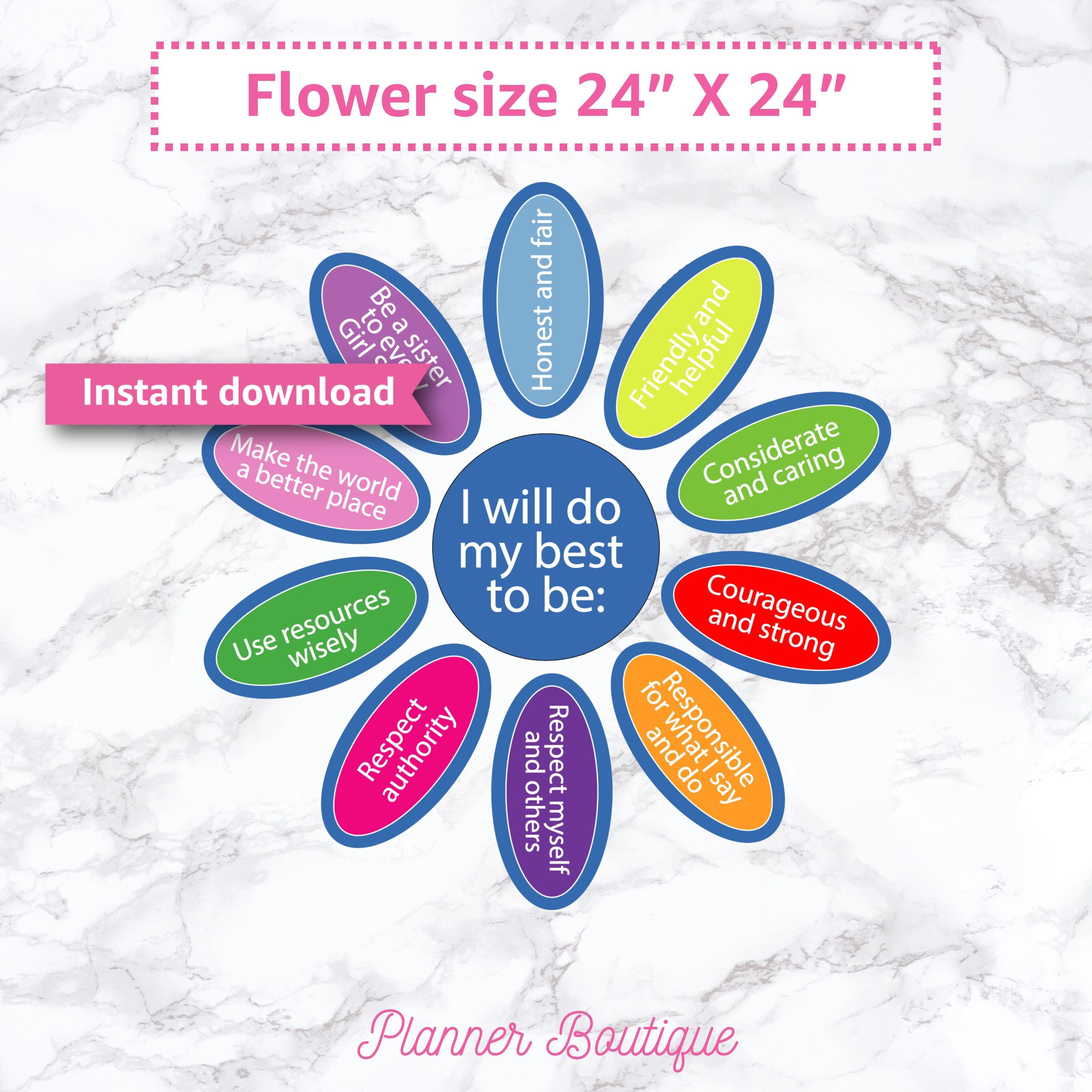 Daisy Petal Activity Poster: Girl Troop Meeting Handout (PDF Download