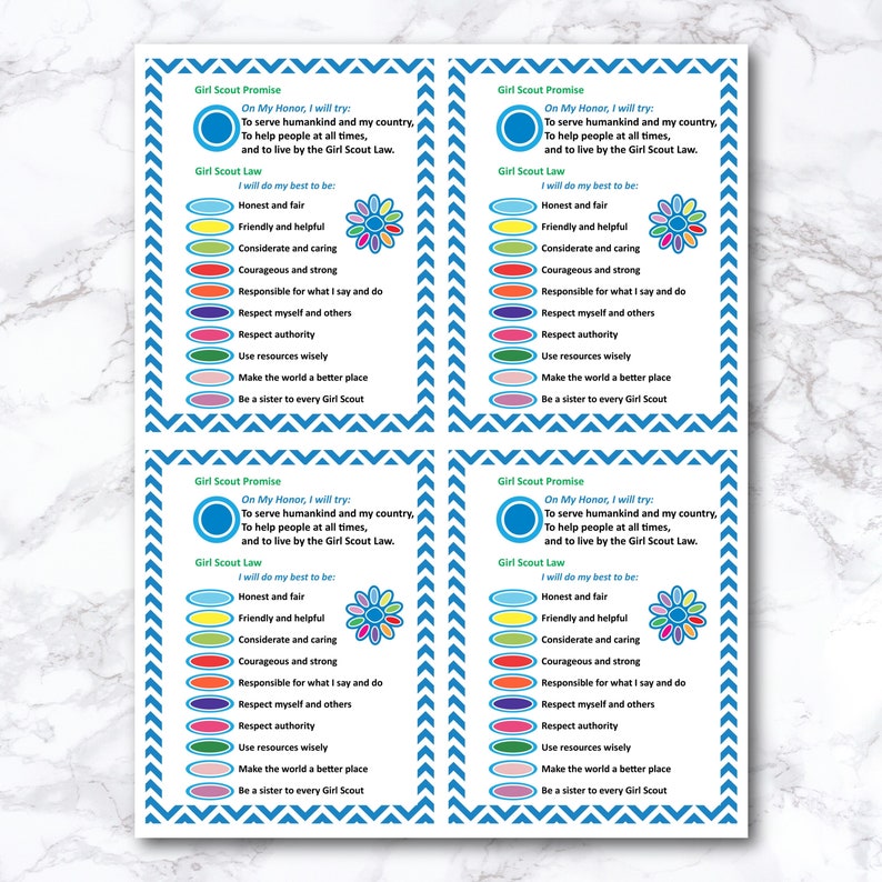 Girl Scout Promise and Law Printable Daisy Girl Scout Daisy - Etsy