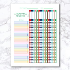 Attendance Tracker, Troop Attendance Logs, Troop Leader Forms, Scout Leader Planner, Editable PDF file