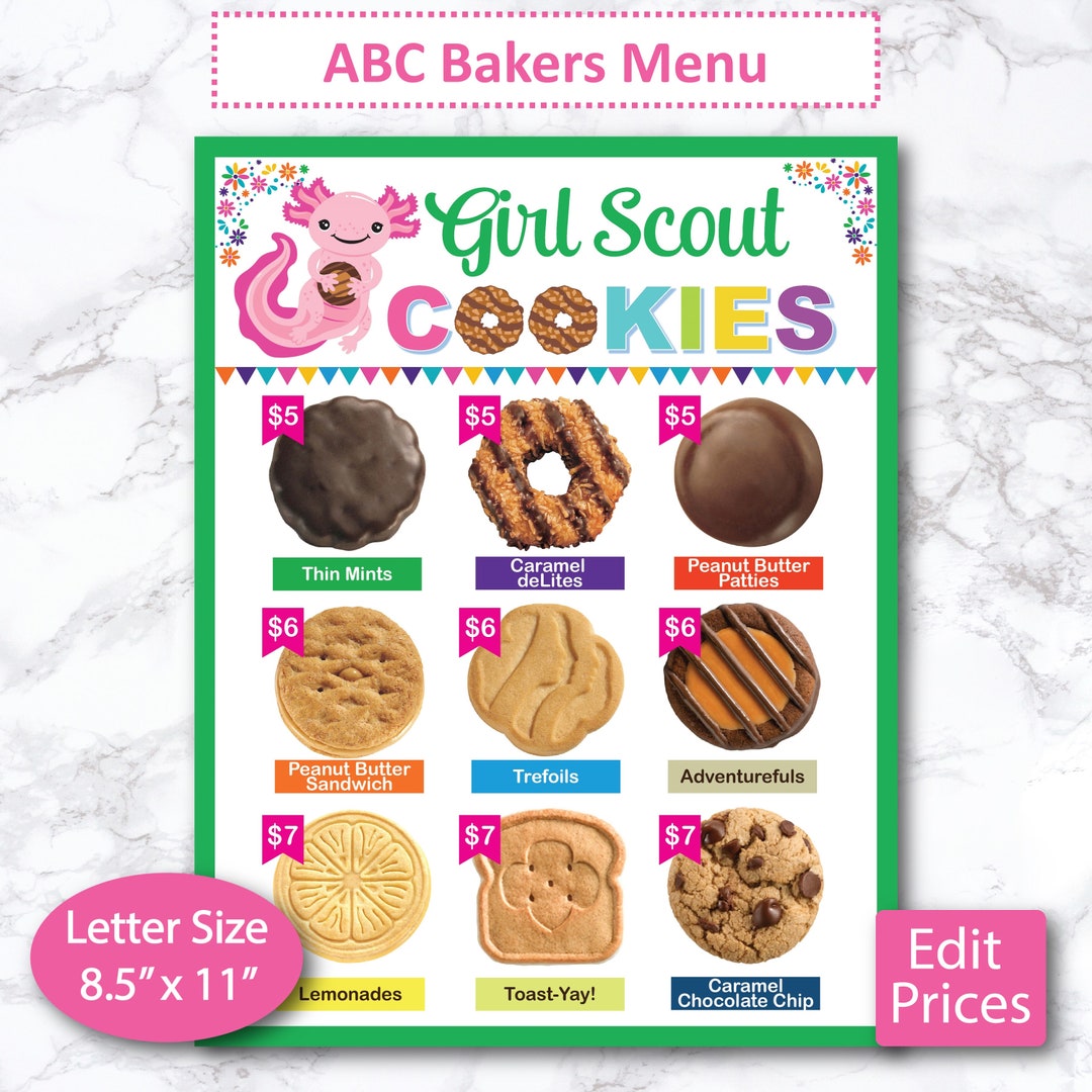 2024 ABC Cookie Girl Scout Cookie Flyer, Cookie Printable Flyer, Cookie ...