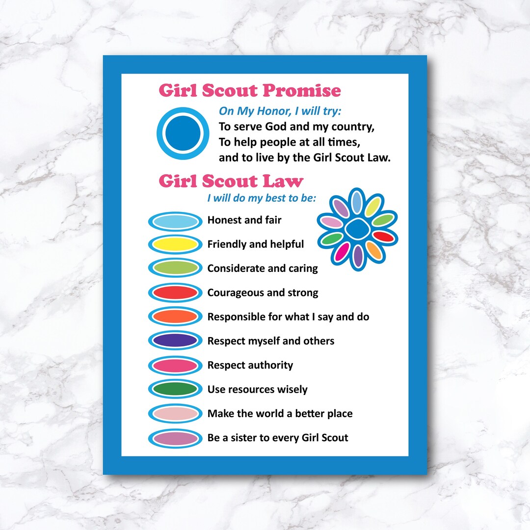 Girl Scout Promise And Law Printable Daisy Girl Scout Daisy Petals
