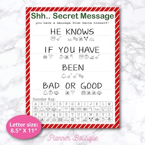 Gepersonaliseerde kerstman geheime boodschap van elfdecoder kerstactiviteit werkblad brief ontcijfer het bericht van de noordpool zodat de elven mee kunnen nemen