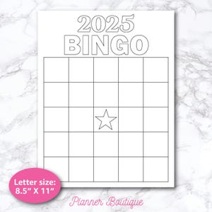 Carte de bingo Vision Board 2025 Jeu de société pour la Saint-Sylvestre Résolution du nouvel an Manifestation affirmations objectifs 2025 Cartes de bingo à téléchargement immédiat