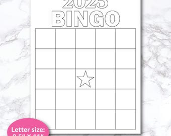 Tarjeta de bingo del tablero de visión 2025: Juego de fiesta de Nochevieja (descarga instantánea)