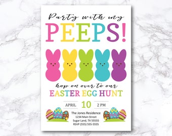 Editable Easter party invitation - INSTANT DOWNLOAD - DIY - Easter invite - Editable Easter invite - party invitation - Party with my peeps