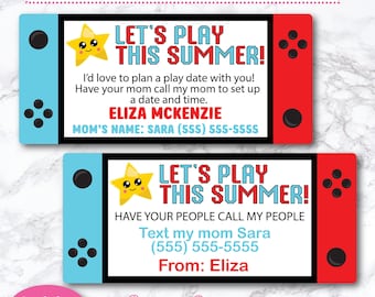 Editable Play Date Calling Card, End of School Cards for Kids, Playdate calling cards, Business cards, Kids Summer Contact cards, Printable