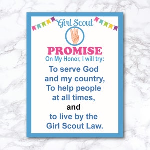 Girl Scout Promise and Law Printable Troop Leader Handout - Etsy