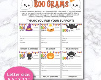 PTA PTO Boo Gram Fundraiser Flyer Template School fundraising ideas BOO bag Halloween Printable Editable Candy gram for kids