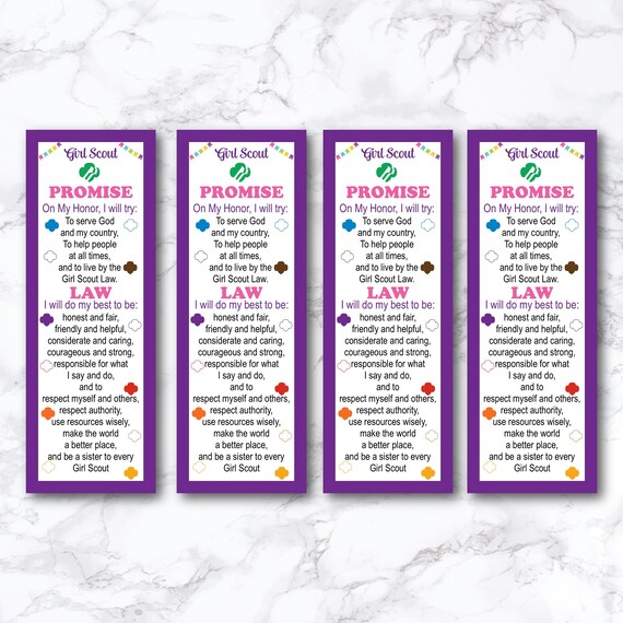 Girl Scout Promise and Law Bookmark Printable Junior Girl - Etsy