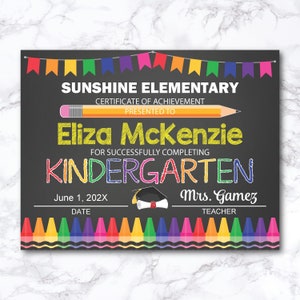 Bearbeitbares Kindergartendiplom, Kindergartenabschluss, Kindergartenzertifikat, druckbares Kindergartenabschlusszertifikat, Leistung