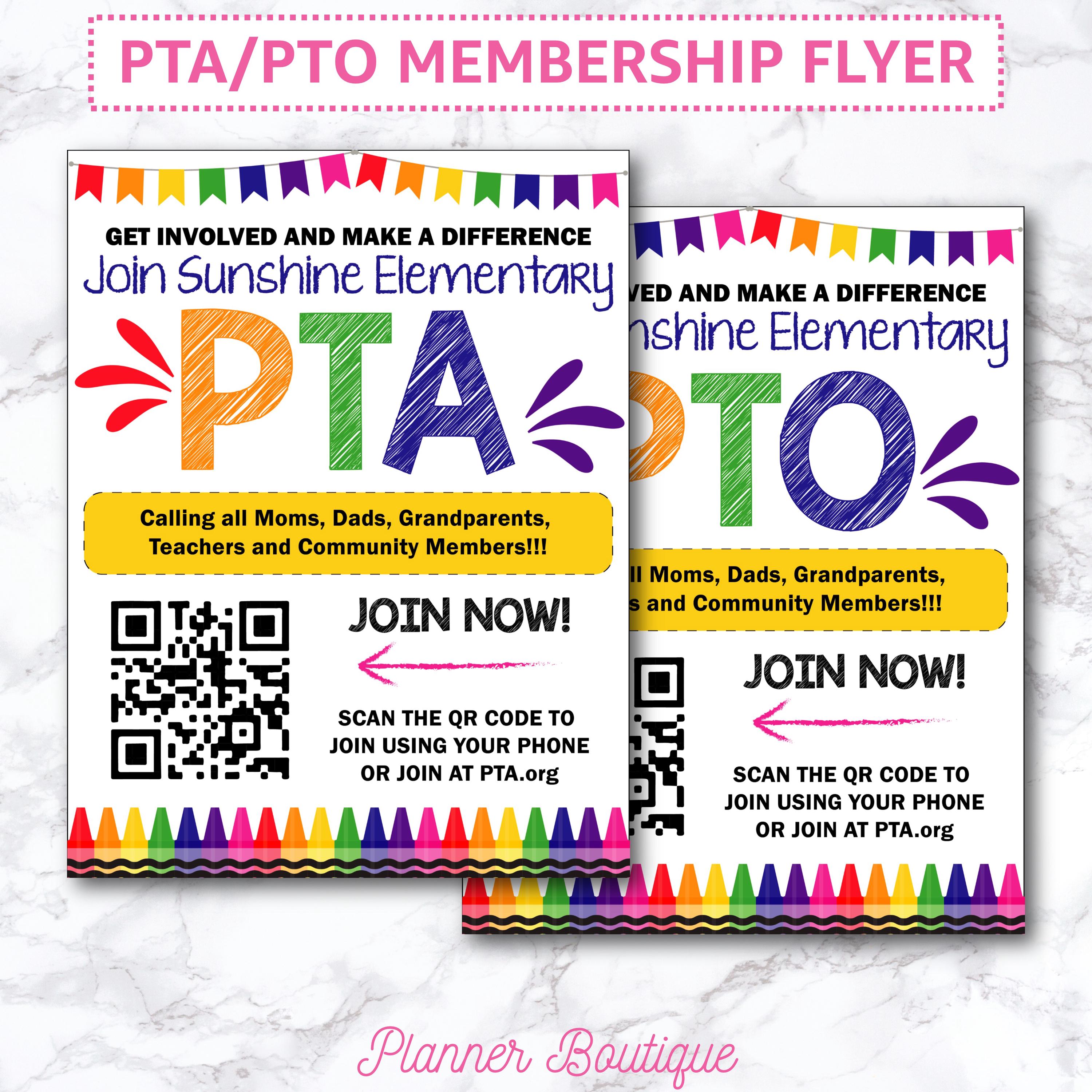 Editable Join PTA PTO Flyer Membership Drive Template With QR Code for ...