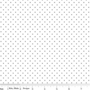 Last 3 Yards 34" Gray Swiss Dot On White from Swiss Dots Collection by Riley Blake 100% Cotton Fabric