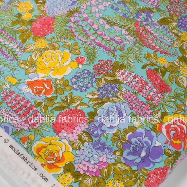 Last 1 Yard 7" Regent Street Lawn 2015 Turquoise 33082-15 by Sentimental Studios for Moda 100% Cotton Lawn Fabric