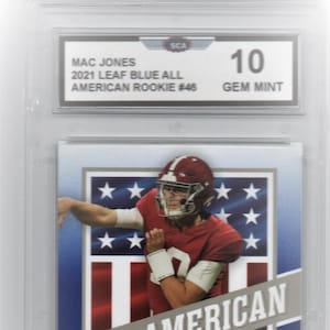 MAC JONES 2021 leaf all american blue rookie card San Francisco 49ers