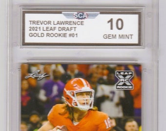 TREVOR LAWRENCE 2021 LEAF Draft Gold Rookie Card Jacksonville Jaguars